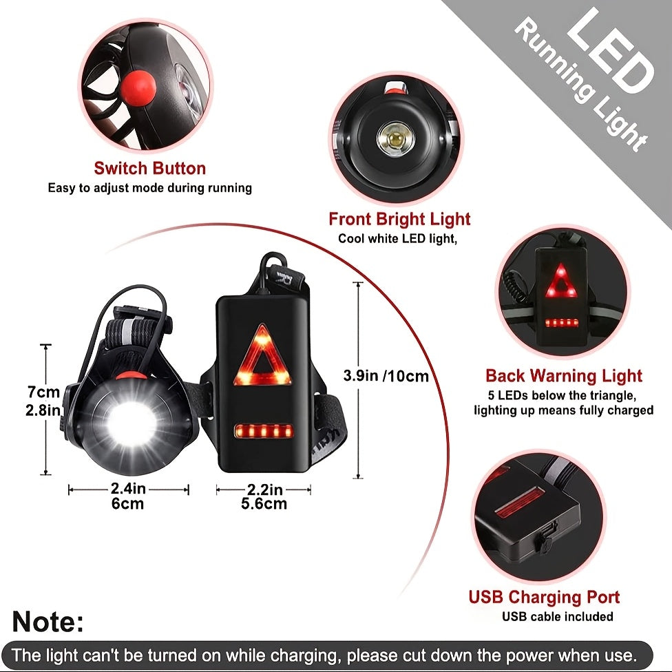 Outdoor USB Rechargeable Night Running Lights: LED Chest Lamp For Camping, Hiking, Running & Jogging - Enhance Your Outdoor Adventures!