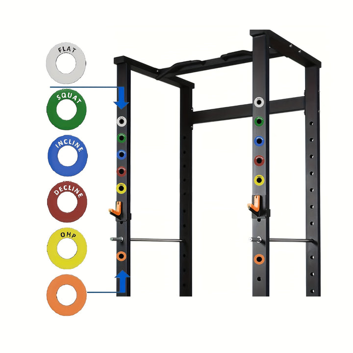 Magnetic Position Markers for J-Hooks and 1-Inch Hole Position Arms - Suitable for Squat Racks - Rubber Material