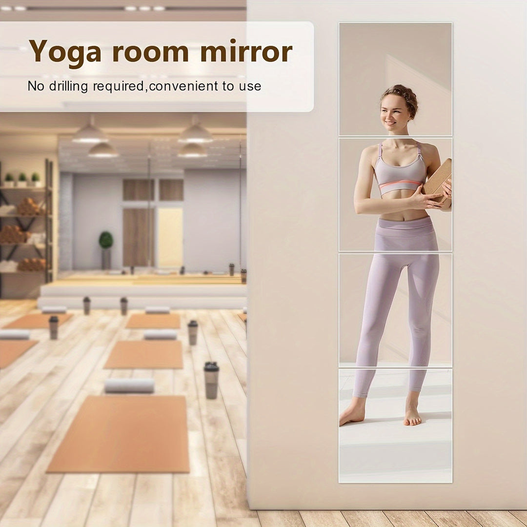 8pcs Set Frameless Wall Mirrors, 30.48x30.48 cm - Sleek Acrylic Full Length Body Mirror for Gym, Bedroom, Living Room & Over Door Installation