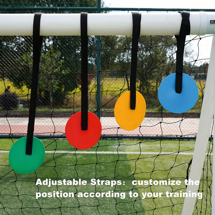 4-Pack Unisex Soccer Training Target Discs with Adjustable Straps - Durable Rubber Accuracy Training Tool for Football, Hockey, Baseball - Versatile Sports Training Aid for Skill Improvement