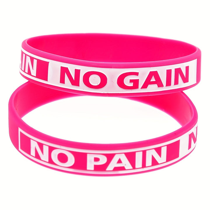 1pc "No Pain No Gain" Motivational Silicone Bracelet - Durable Black Rubber Wristband with Inspirational Quote, Ideal for Sports & Fitness Enthusiasts