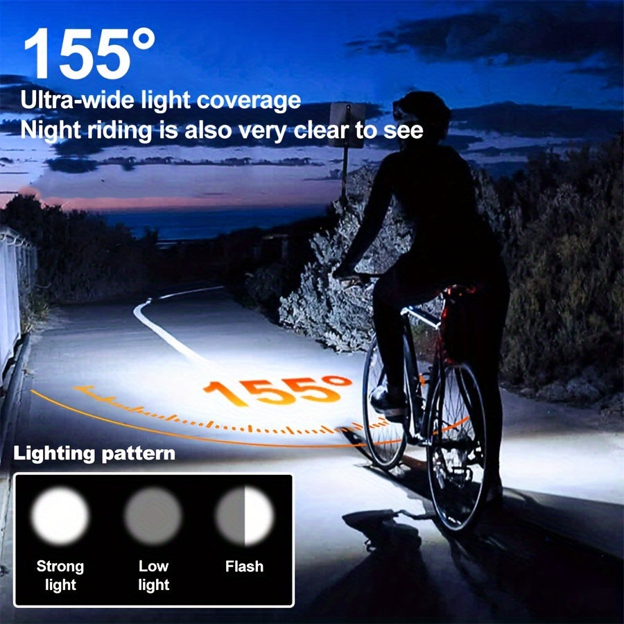 Rechargeable Bike Headlight with 120dB Horn - USB-C, LED Front Light for MTB & Road Bikes, 3 Modes