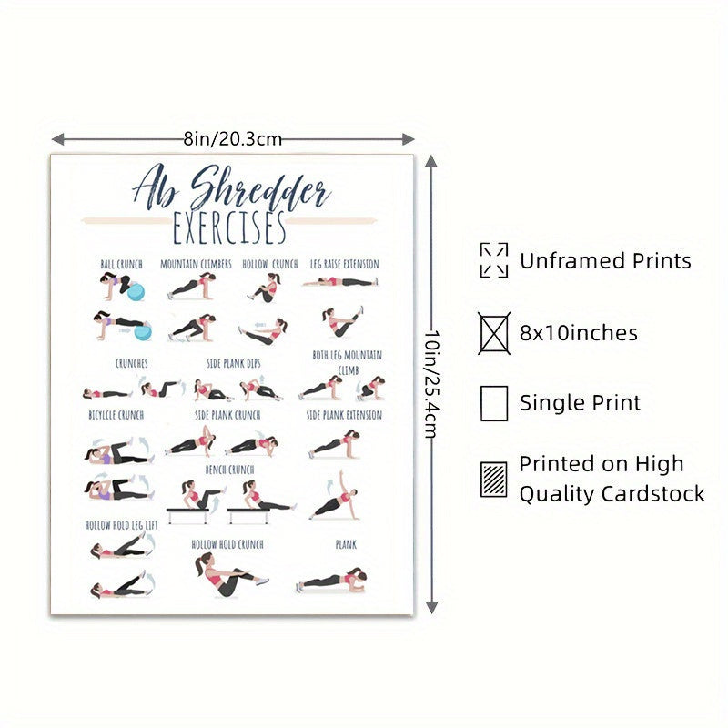 Ultimate Body Shred Guide - Full-Body Fitness Workout with Ab, Booty, Leg, Arm & Shoulder Exercises - 20.32x25.4 cm Unframed Poster, Perfect for Room Decor