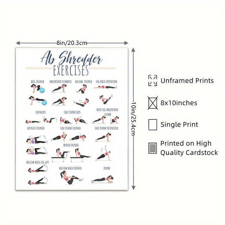 Ultimate Body Shred Guide - Full-Body Fitness Workout with Ab, Booty, Leg, Arm & Shoulder Exercises - 20.32x25.4 cm Unframed Poster, Perfect for Room Decor