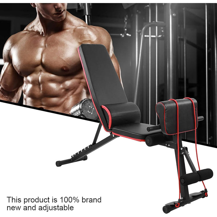 Adjustable Weight Bench for Full Body Training, Foldable Strength Training Sit Up Bench, Incline Flat and Decline Workout Exercise Bench with 7 Height Settings for Home Gym