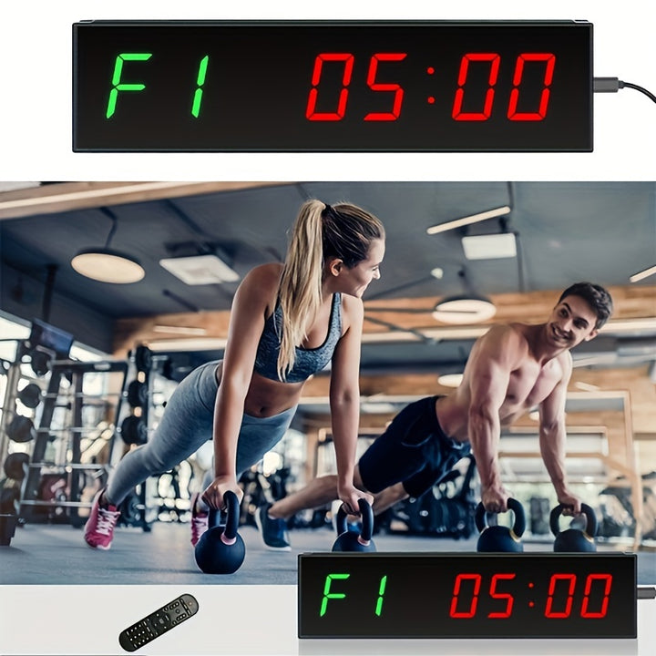 Super Large Screen Gym Timer 3.81 cm Digits Count Down/Up Timer Boxing Cycle Interval Clock Stopwatch for Gym Fitness Training