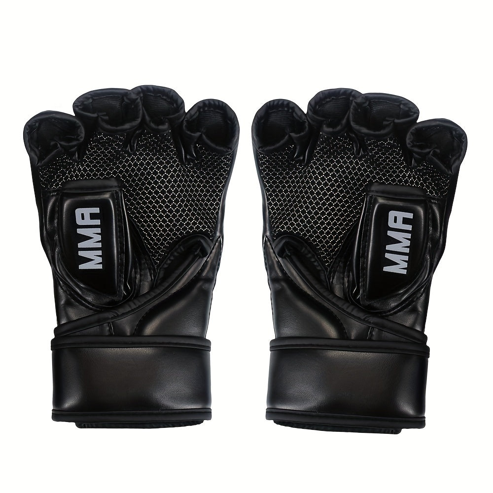 1pair Half Finger Boxing Gloves, MMA Fight Training Protective Gear