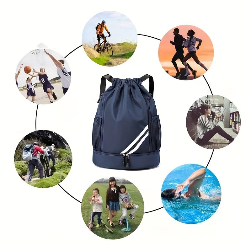 Drawstring Sports Gym Bag - Polyester Softshell, Practical Pockets, Ideal For Basketball, Outdoor, Travel, Swimming, Hiking, Climbing