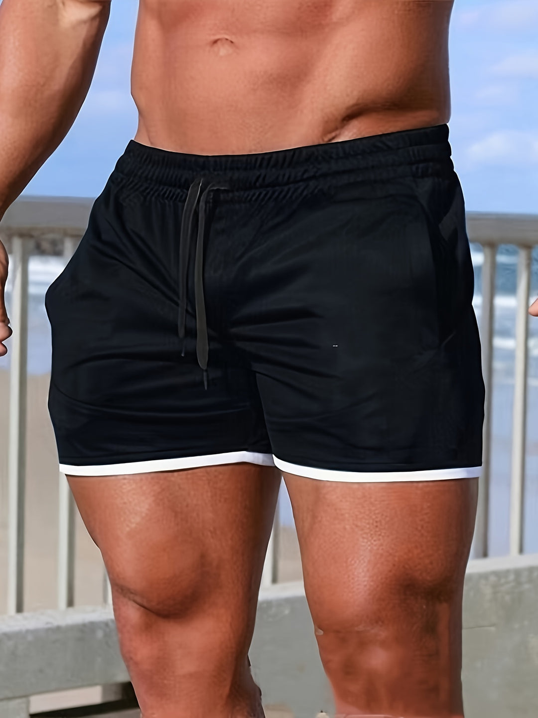 Men's Casual Slightly Stretch Elastic Waist Drawstring Mesh Shorts For Summer Gym Workout Training