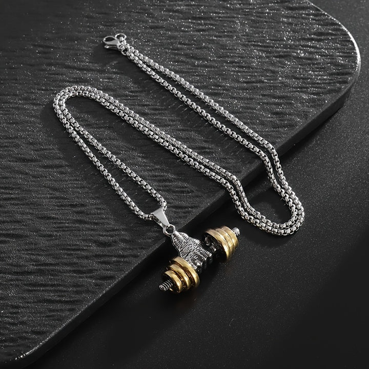 [Popular Choice] 1pc New Fashion Trend Sports Fitness Dumbbell Barbell Pendant Necklace for Men and Ladies, Daily Casual Street Jewelry Accessories Gifts