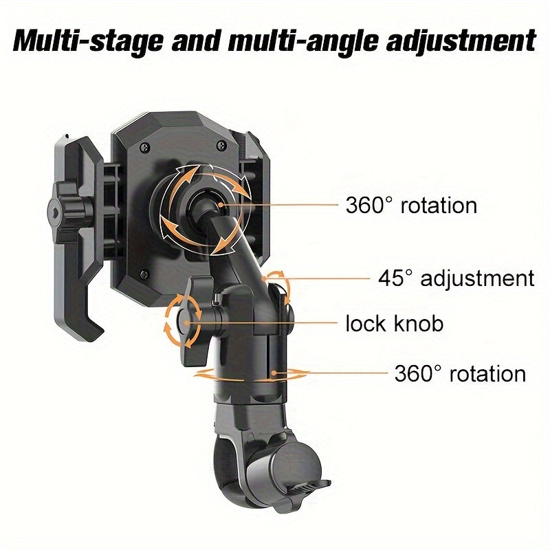 Universal Bike Handle Mount: Adjustable and Secure for Motorcycles, Bicycles, and Scooters - Suitable for 10.67-17.78 cm Smartphones - ABS Material