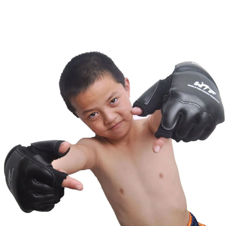 Kids Children Half Finger Boxing Gloves Mitts Sanda Karate Sandbag Taekwondo Protector Age 3-12