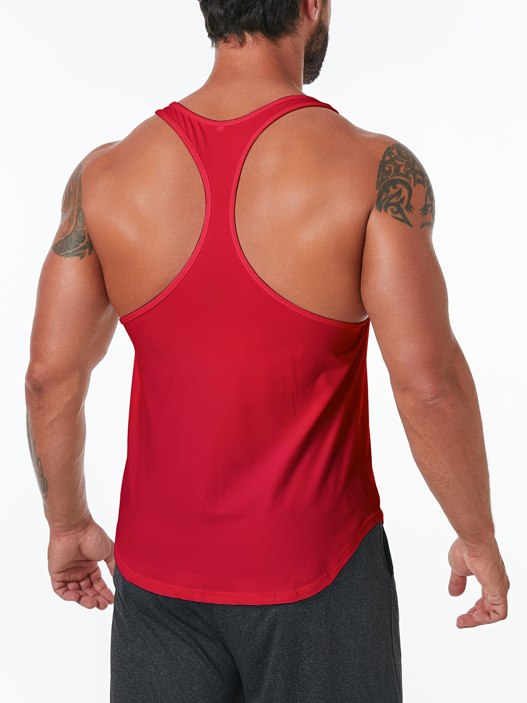 GYM Dumbbell Pattern Men's Summer Tank Top, Men's Breathable Lightweight Top For Fitness