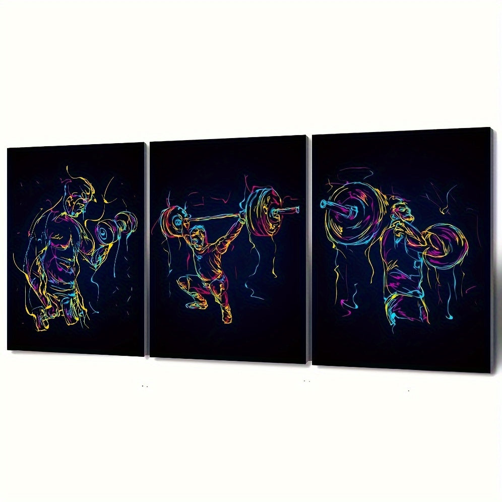 3pcs 15.7*23.6in/40cm*60cm Frameless Modern Abstract fitness muscle man Wall Art Canvas Painting Art for Living Room Cuadros Decor No Frame