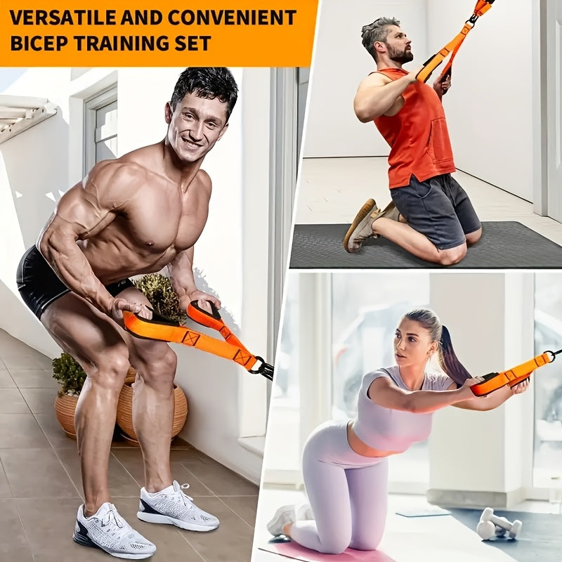 A Set of 5pcs of Heavy-Duty Latex Resistance Training Equipment, Adjustable Resistance, with a Weight Capacity of 61.23 KG, Includes 1 Handle, 1 Door Anchor, And 3 Latex Resistance Bands, Suitable for Tricep Pushdowns, Face P