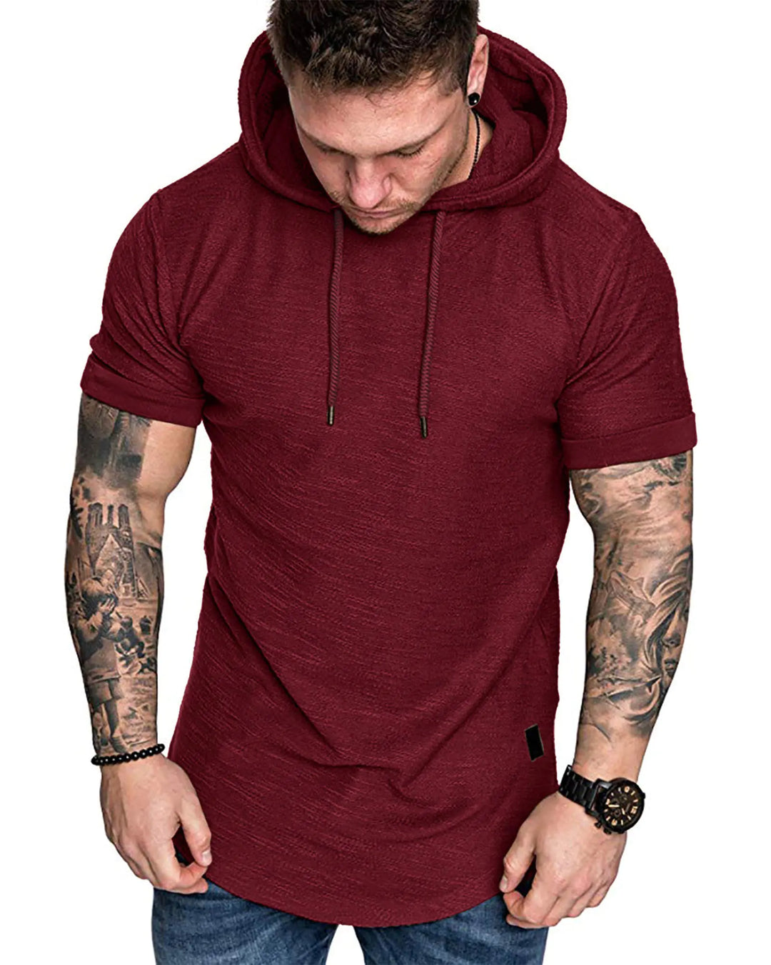 Lexiart Mens Fashion Athletic Hoodies Sport Sweatshirt Solid Color Fleece Pullover X-Large Red1