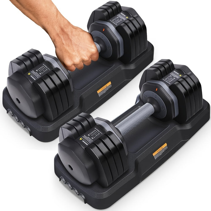 THERUN Quick Adjustable Weight Dumbbells, 5-speed Adjustable 6.5KG/11KG/15.5KG/20KG/24.5KG, Pair Of Total Weight 49KG, Men's And Women's Fitness Home Dumbbells