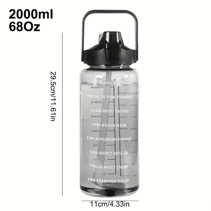 64oz Large Capacity Sports Water Bottle with Straw - Durable Polycarbonate, Leakproof for Running & Fitness, Ideal for Outdoor Activities