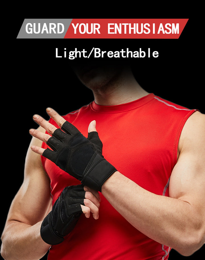 Unisex Fitness Gloves: Non-Slip Wrist Guards for Dumbbell, Horizontal Bar & Riding Exercise Training