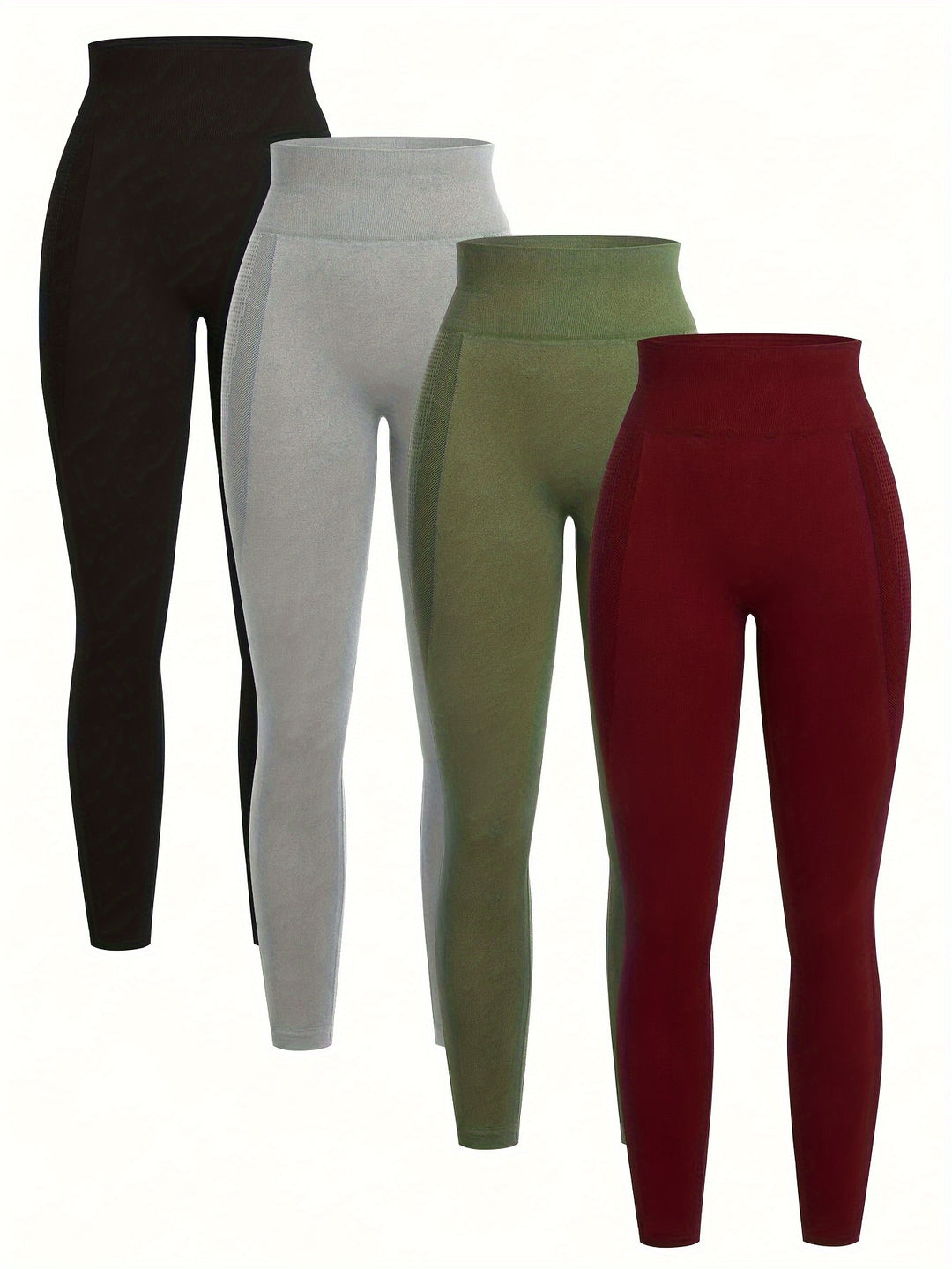 4pcs High-Waist Yoga Leggings - Moisture-Wicking, Stretchy, Perfect for Outdoor Activities, Fitness, and Comfortable Wear