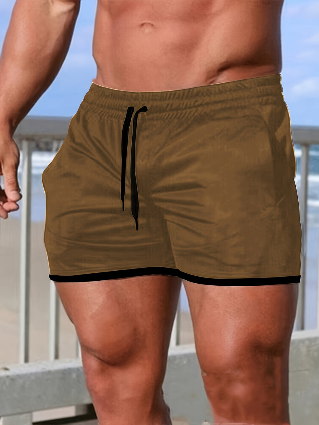 Men's Casual Slightly Stretch Elastic Waist Drawstring Mesh Shorts For Summer Gym Workout Training