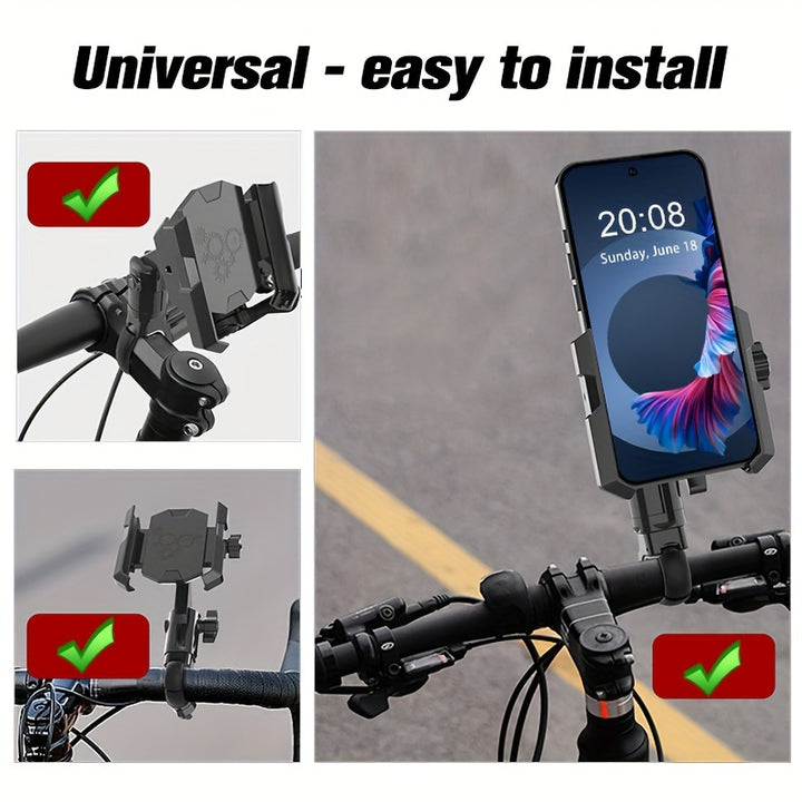 Universal Bike Handle Mount: Adjustable and Secure for Motorcycles, Bicycles, and Scooters - Suitable for 10.67-17.78 cm Smartphones - ABS Material