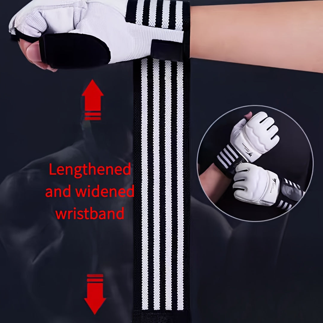 Premium Half-Finger Boxing Gloves for Men & Women - Thickened PU Material, Enhanced Wrist Support for Taekwondo & Sanda Training