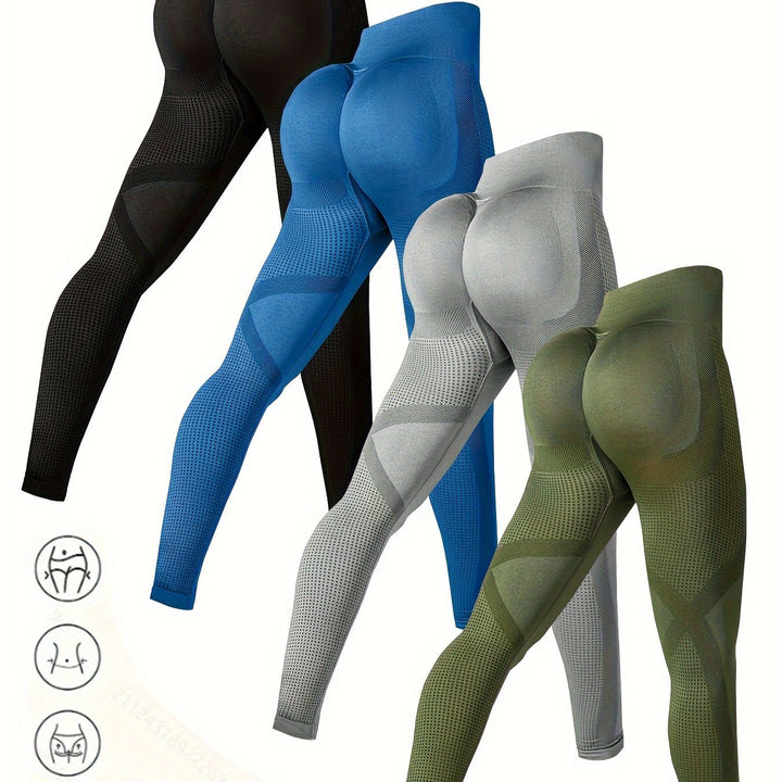 4pcs High-Waist Yoga Leggings - Moisture-Wicking, Stretchy, Perfect for Outdoor Activities, Fitness, and Comfortable Wear