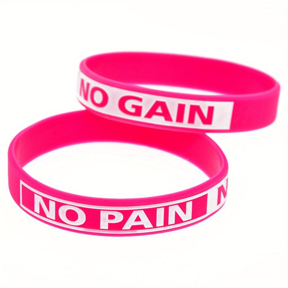 1pc "No Pain No Gain" Motivational Silicone Bracelet - Durable Black Rubber Wristband with Inspirational Quote, Ideal for Sports & Fitness Enthusiasts