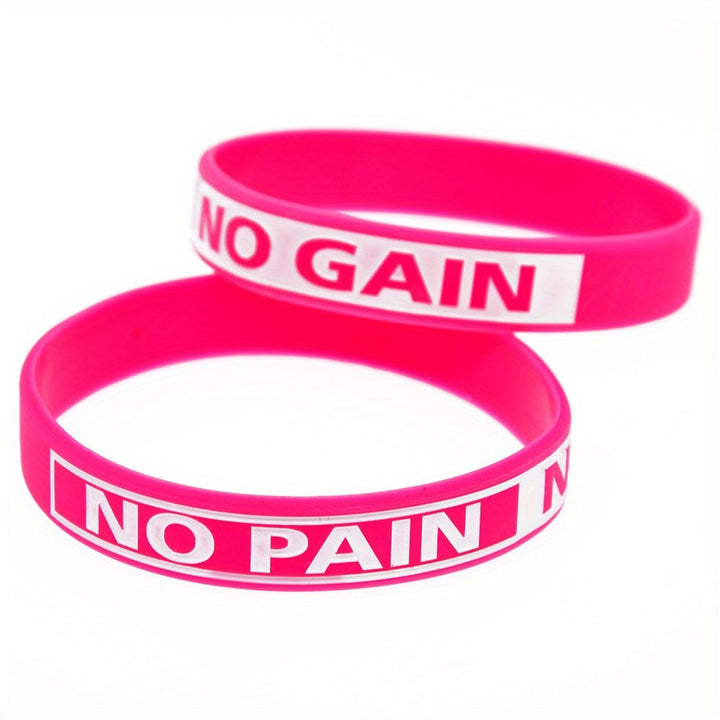 1pc "No Pain No Gain" Motivational Silicone Bracelet - Durable Black Rubber Wristband with Inspirational Quote, Ideal for Sports & Fitness Enthusiasts