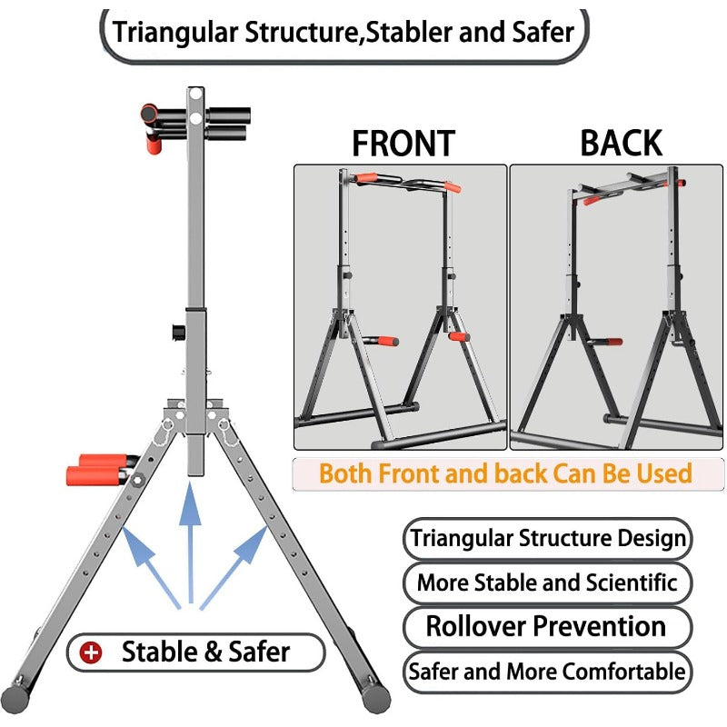 Foldable Power Tower Pull Up Staion Dip Bar Staion Freestanding Multifunctional Fitness Tower Station for Pull-Up/Dips/Push-Up/Chain Up Strenghth Training Home