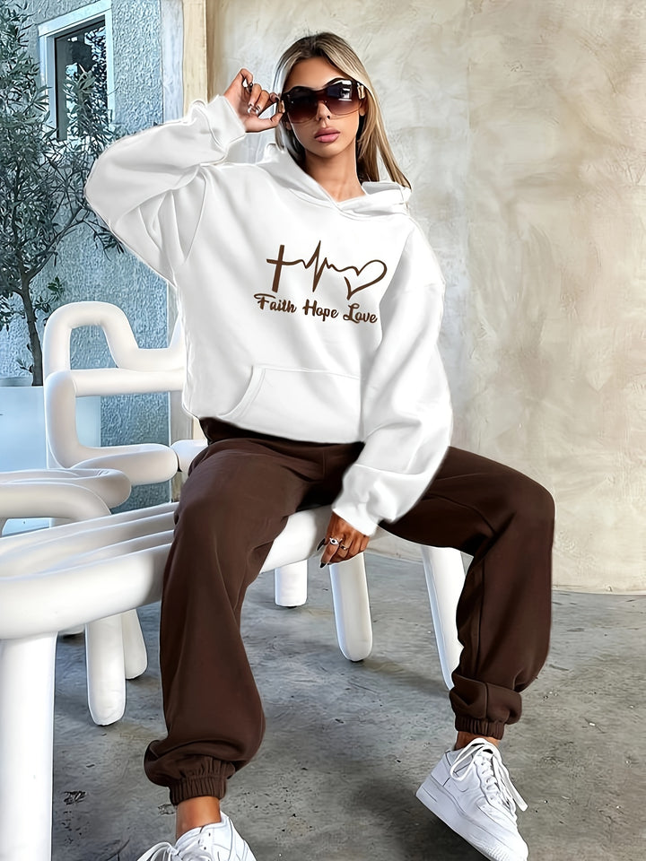 Fashionable Sportswear Set for Women, Perfect for Autumn And Winter, Featuring a Stylish Hooded Sweatshirt And Casual Joggers, Designed to Be Trendy And Youthful.