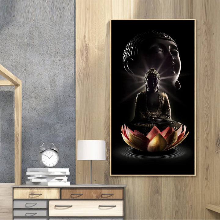 Modern Buddha Wall Art Zen Picture Posters and Prints Canvas Bodhisattva on Lotus Painting for Living Room Home Cuadros Decor