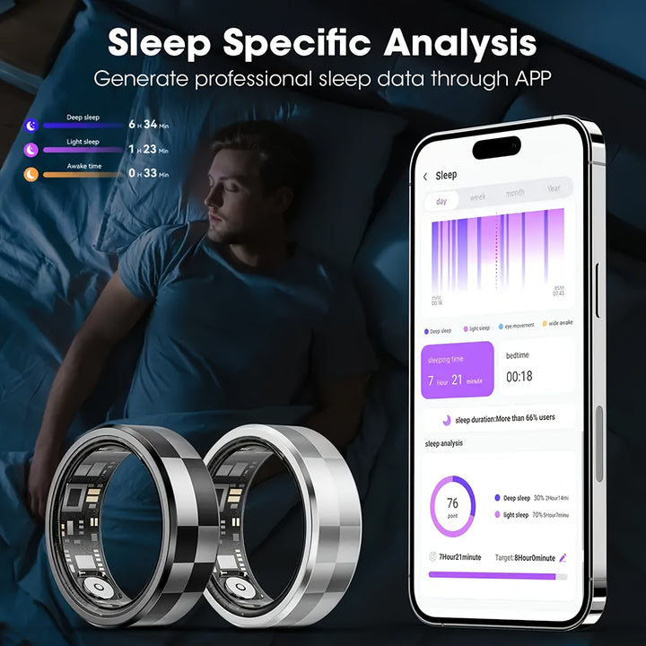 Smart Ring for Tech Lovers - Sleep Tracking, Sensory Games, Short Video Playback Switch, Fitness Tracker with Pedometer And Gesture Control, Stainless Steel, USB Rechargeable, Best Christmas Gift for Everyone