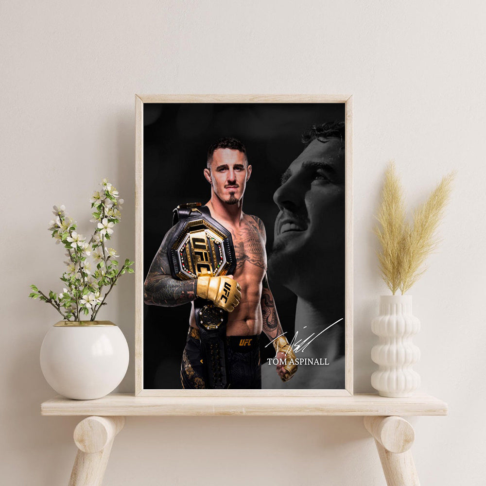 Room Decor 1pc Tom Aspaulin UFC Champion Poster, Frameless Canvas Wall Art, 30.48x40.64 cm, Heavyweight MMA Wrestler Taekwondo Champion Print, for Home, Bedroom, Living Room, Bathroom, Office, Hotel, Cafe Decor