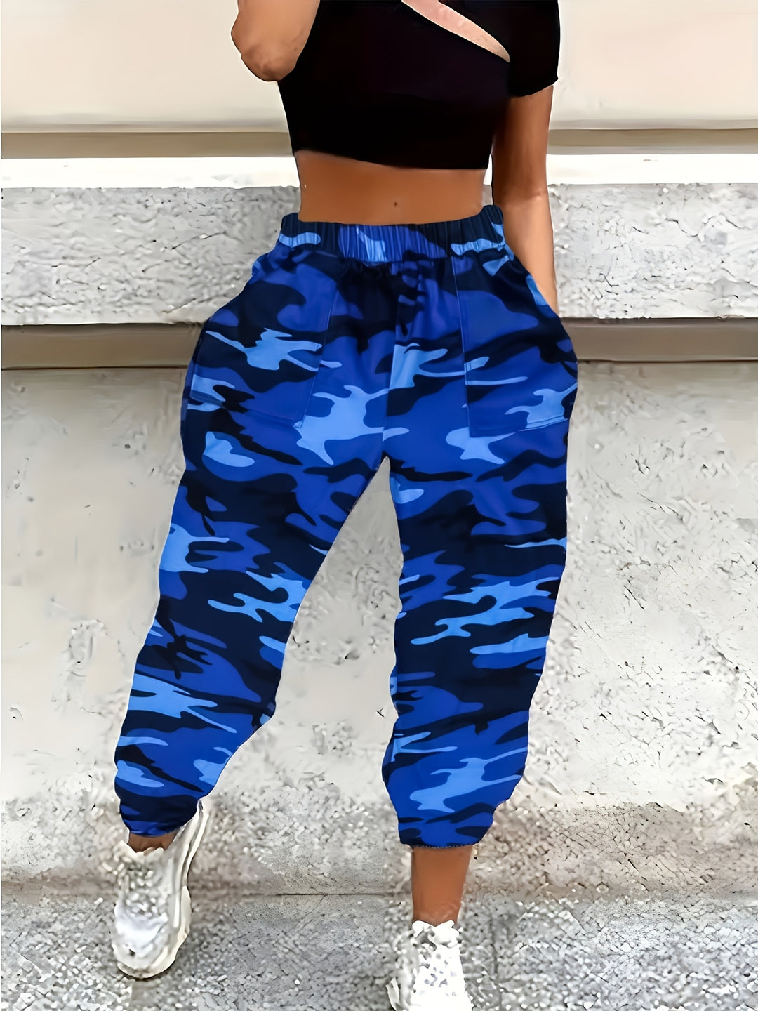 Camouflage Print Comfortable Fashion Elastic Waist Sports Casual Joggers, Women's Clothing