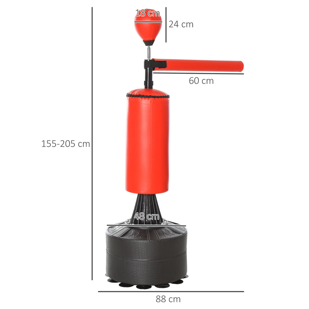 155-205cm 3-IN-1 Freestanding Boxing Punch Bag Stand with Rotating Flexible Arm, Speed Ball, Waterable Base