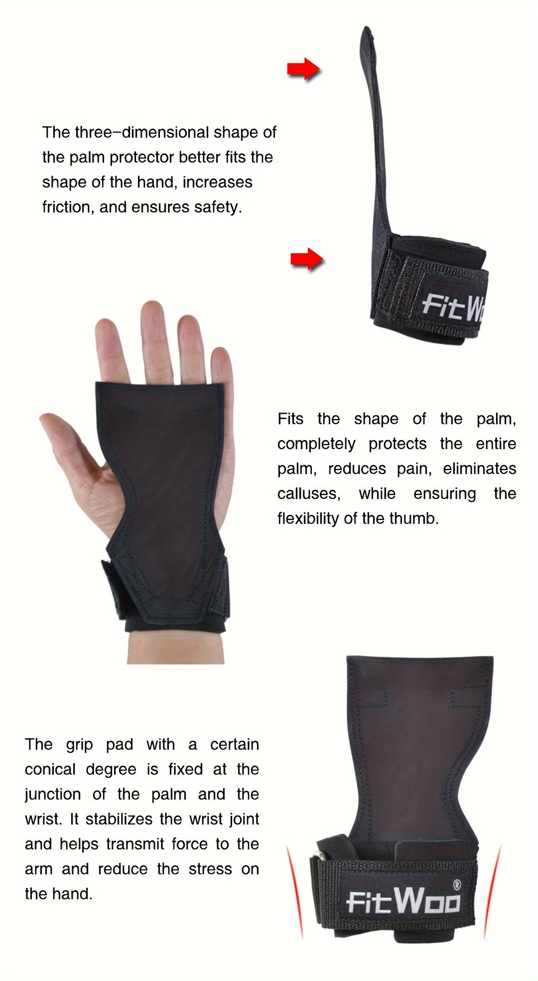 1pair Weight Lifting Palm Protection Gloves, Adjustable Wrist Support Fitness Gloves For Power Lifting & Pull Up