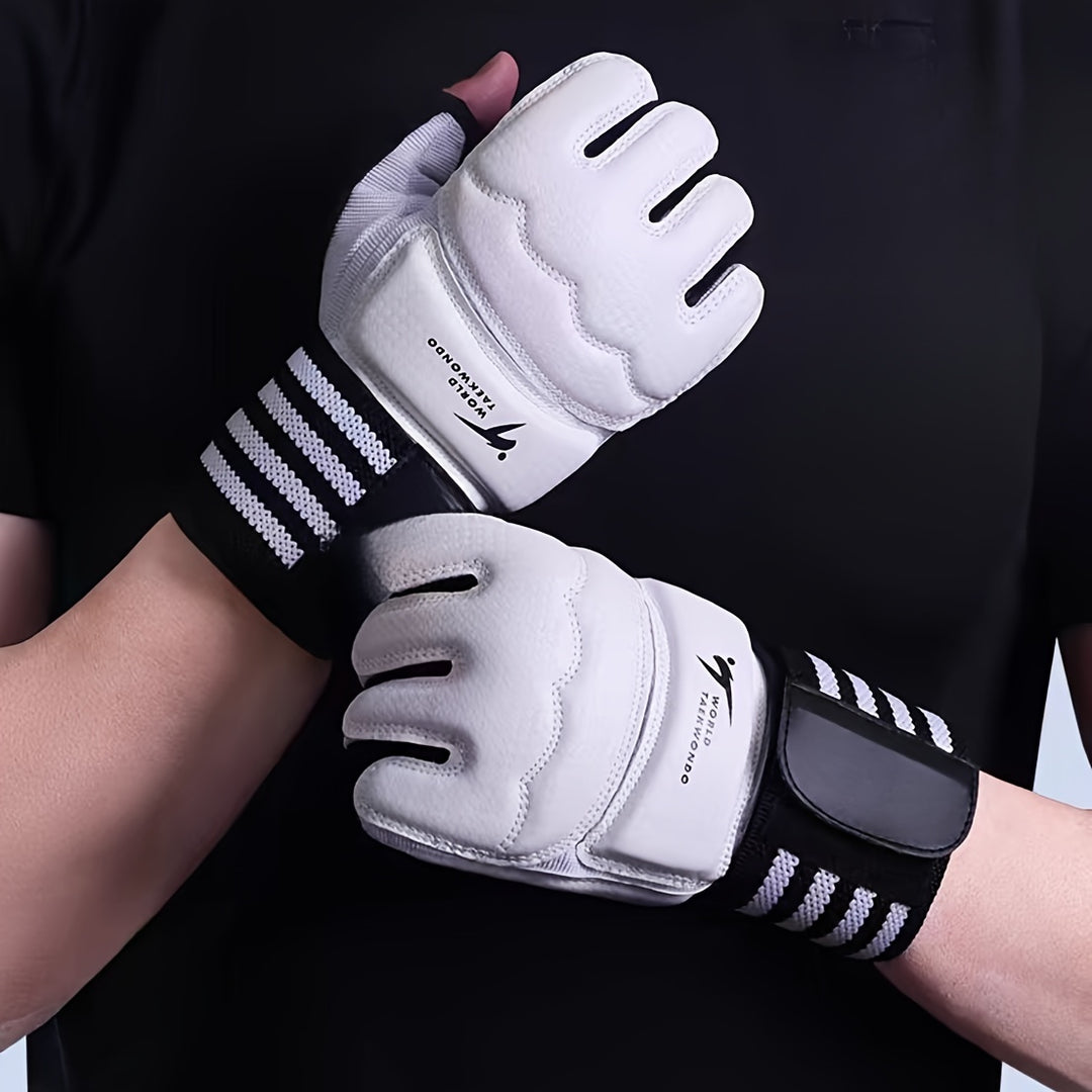 Premium Half-Finger Boxing Gloves for Men & Women - Thickened PU Material, Enhanced Wrist Support for Taekwondo & Sanda Training