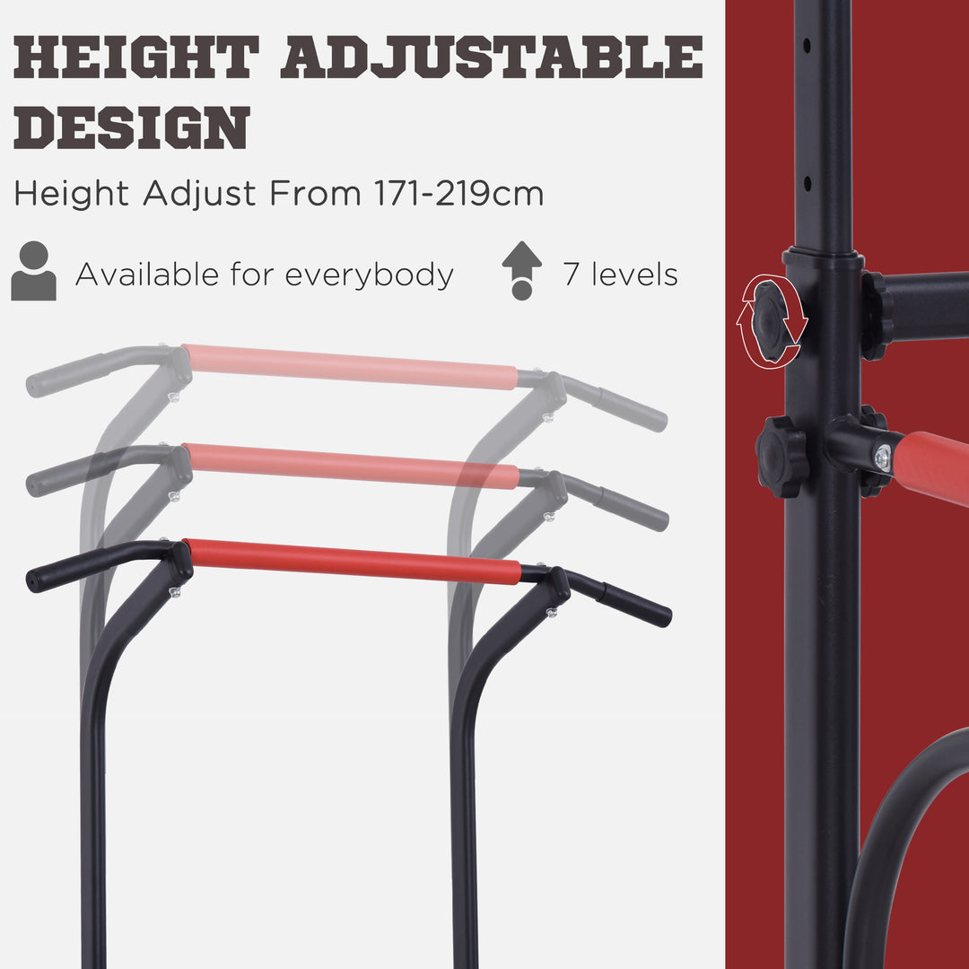 Pull Up Station with Dip Station and Push-up Stand, Height Adjustable Power Tower, Free Standing Pull Up Bar for Home Gym