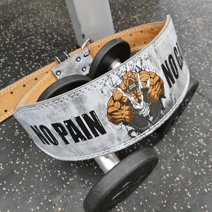 1pc "No Pain No Gain" Weightlifting Belt for Men & Women, HD Violent Dog Design, Heavy Duty Gym Workout Belt for Deadlifts & Squats, Ultra-Fine Leather Material, Versatile for Valentine's, Thanksgiving, Christmas, New Year, F