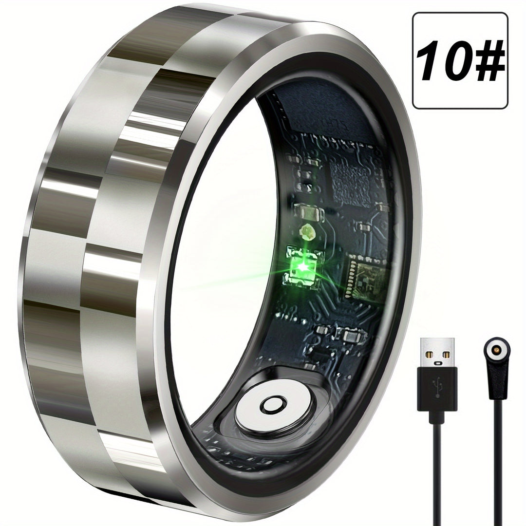 Smart Ring for Tech Lovers - Sleep Tracking, Sensory Games, Short Video Playback Switch, Fitness Tracker with Pedometer And Gesture Control, Stainless Steel, USB Rechargeable, Best Christmas Gift for Everyone