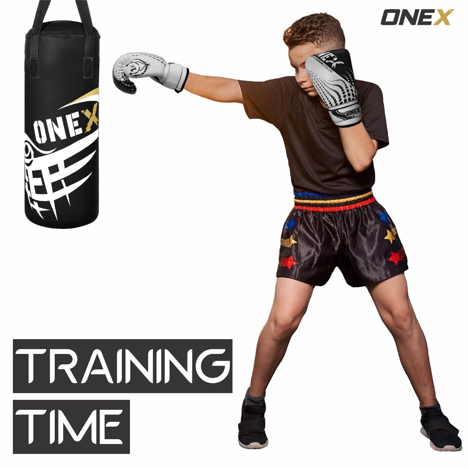 Filled 2FT Junior Kids Punch Bag Boxing Gloves Bag Set MMA Kick Exercise