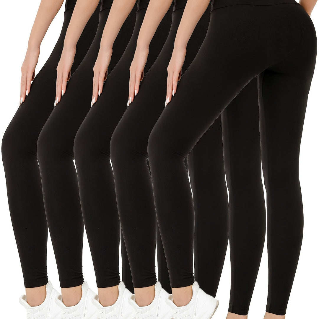 5 Pack Super Soft Leggings for Women, High Waisted Tummy Control No See Through Workout Yoga Running Pants Leggings