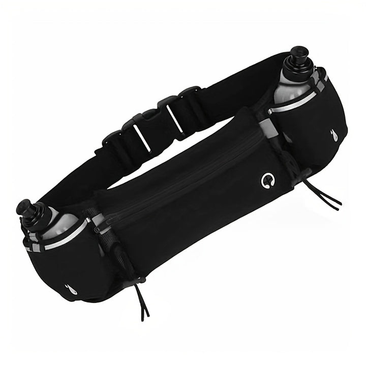 Running Belt with Hydration System - Fits 16.51cm Phones, Includes Water Bottle Holder & Pouch for Jogging, Hiking & Climbing - Durable Nylon, Black