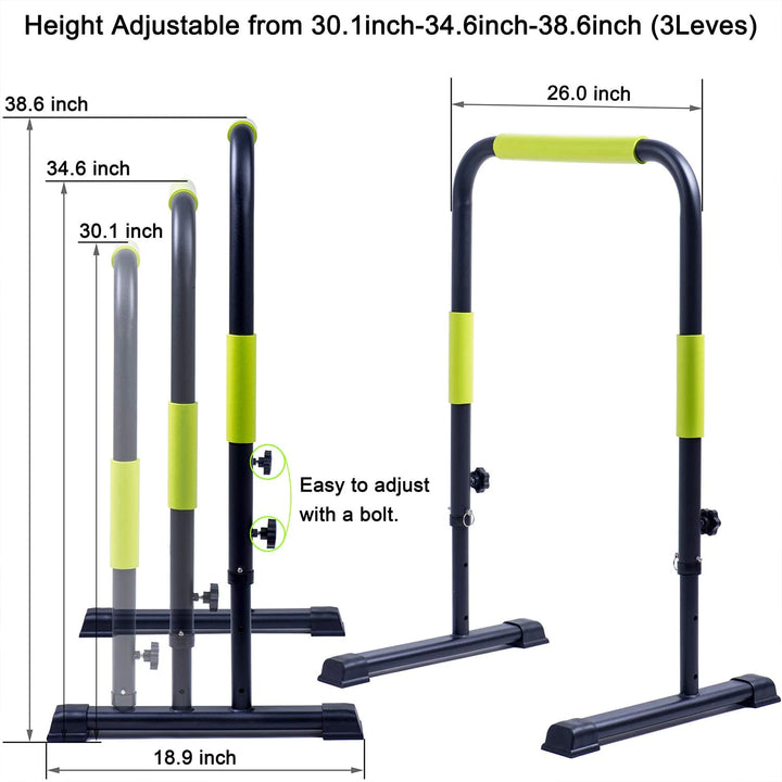 Height Adjustable Push up Stand Parallettes Dip Bar Station Heavy Duty Body Press Bar Strength Training Equipment for Home Gym