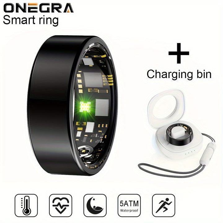 ONEGRA Smart Ring, Stainless Steel Wireless Fitness Tracker with IP68 Water Resistance, Remote Control, USB Rechargeable Lithium Polymer Battery, for Men and Women - Ideal for Parties & Special Occasions