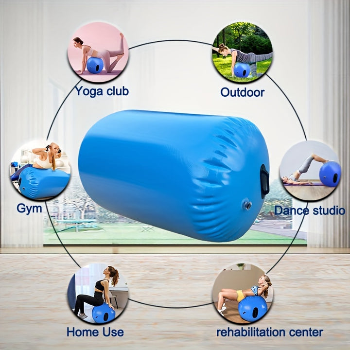 Extra-Large, Thick Yoga Ball with Pump - Versatile Fitness Roller for Tumbling, Cheerleading & Bounce Training - Durable PVC Material, Blue