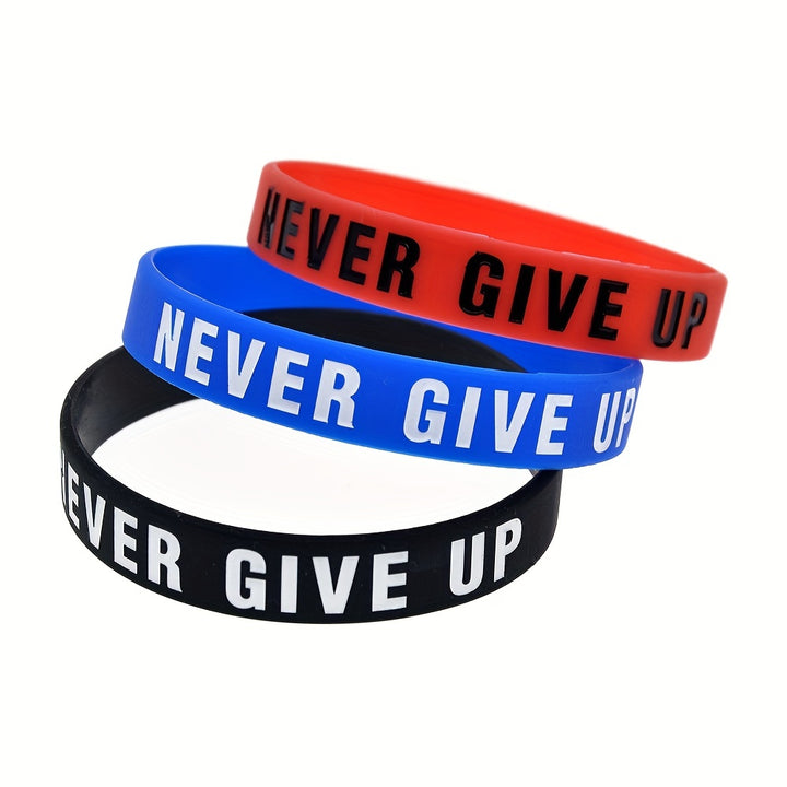 "Never Give Up" Motivational Silicone Bracelets Rubber Band Sports Wristbands Jewelry Inspirational Bracelets Gifts