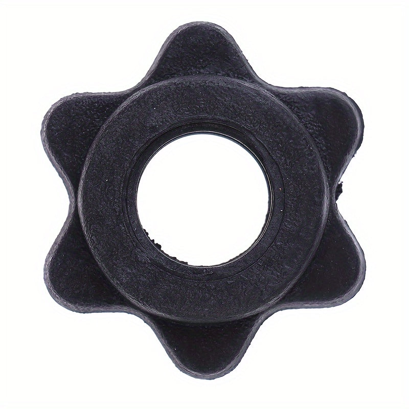 1pc High-Quality Plastic Dumbbell Hex Nut - Secure Spinlock Collar for Barbells & Training Bars, Black Star-Shaped Design with Central Hole